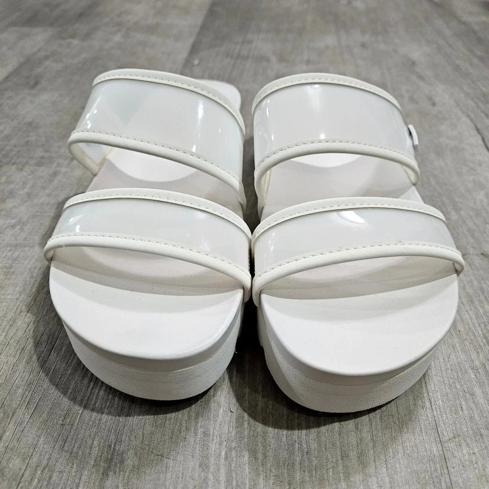 Reef Water Vista Higher Sandals Womens 8 White Platform Chunky Slide Beach Shoes